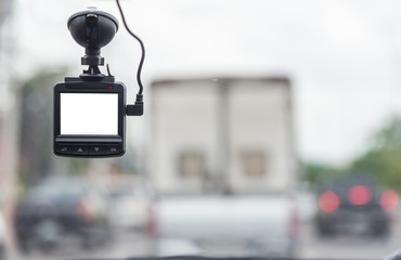 car video recorder installed on the window