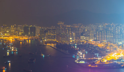 Fototapeta na wymiar Aerial Hong Kong Skyline Cityscap.