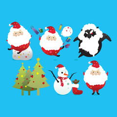 Christmas characters. Santa Claus and Christmas tree