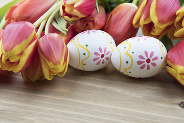 Painted Easter Eggs and Tulips