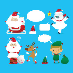 Christmas Characters. Santa Claus and Friends Vector Clip Art