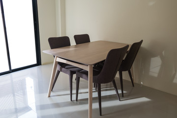 leisure corner with wood chairs and table