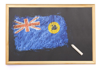 Blackboard with the national flag of Western Australia drawn on.