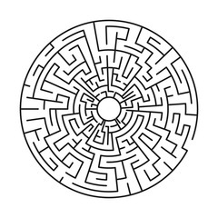 Round labyrinth with entry and exit