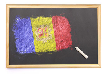 Blackboard with the national flag of Andorra drawn on.(series)