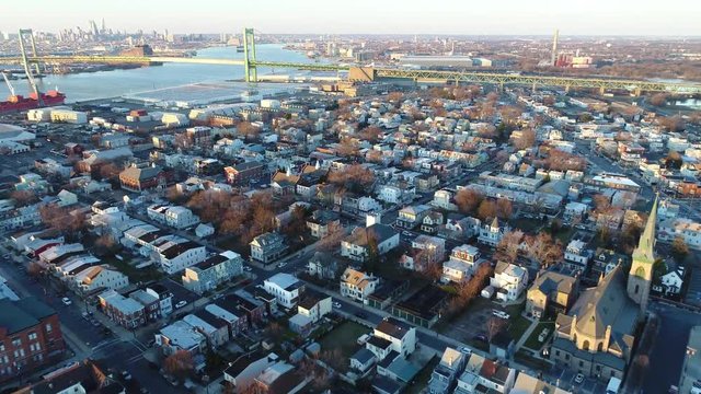 Aerial View of Delaware Riverfront Community Gloucester New Jersey