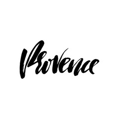 Hand lettering Provence. France, city typography. Modern dry brush calligraphy.