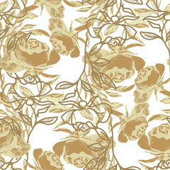 Watercolor roses, illustration, seamless pattern