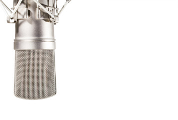 Condenser studio microphone on white background