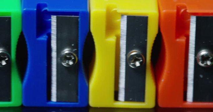 close up of pencil sharpener a pencils