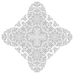 Oriental vector pattern with light silver arabesques and floral elements. Traditional classic ornament. Vintage pattern with arabesques