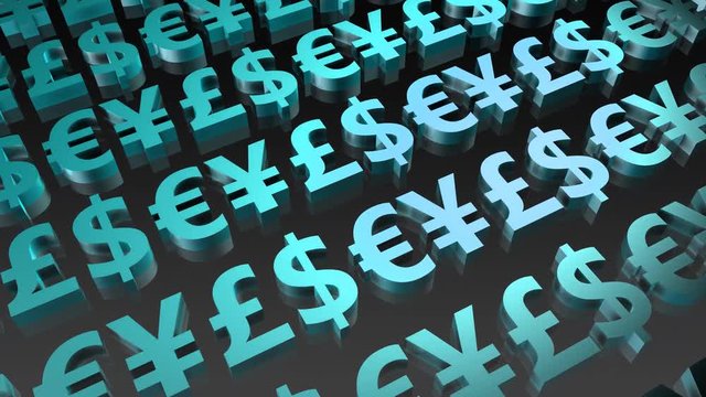 Scrolling Currency Symbols Loop of Foreign Currencies