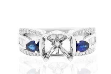 Wedding ring with diamonds, emeralds, sapphires and rubies