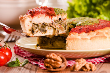 Calzone with walnuts and endive. 