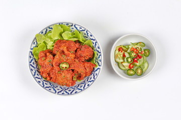 Thai food,Curried fish cake (Tod Mun Pla Krai)