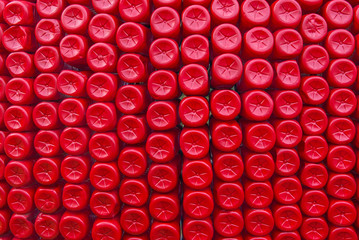 Stack of bottom plastic bottles texture for background