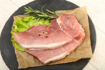Raw pork steak