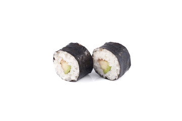 sushi rolls on a white background