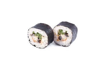 sushi rolls on a white background