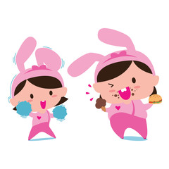 Plump woman eating vector illustration, clip art