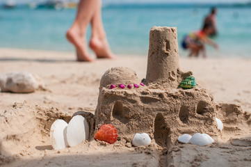 Sand castle on the beach