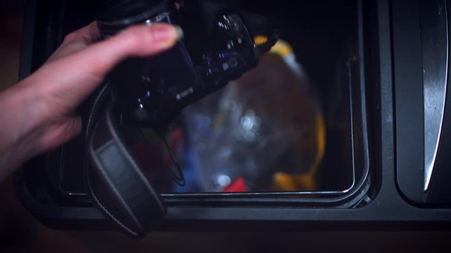 4k Shot of Recycle Bin, Throwing to Trash Camera
