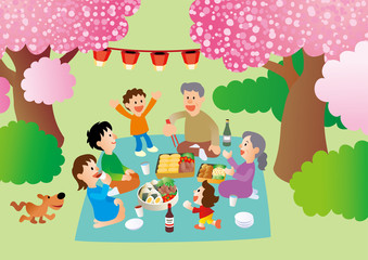 花見、家族で花見