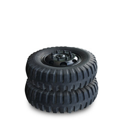 Truck tire isolated on white background.