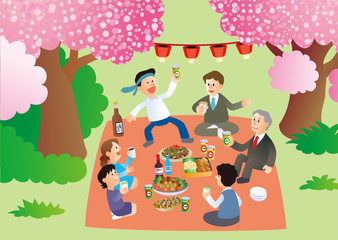 花見、ビジネスマンの花見、会社員の花見