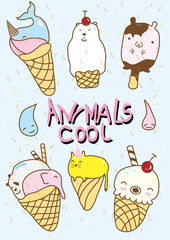 animal ice cream illustration, character design - 132292820