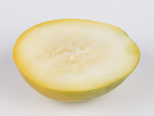 Cross section of Fresh half wampee on the white background