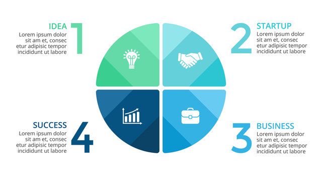 Vector Circle Arrows Infographic, Cycle Diagram, Graph, Presentation Chart. Business Concept With 4 Options, Parts, Steps, Processes.