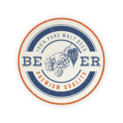 beer emblem with hand drawn hop brunch
