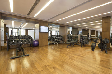 Modern gym interior with equipment.fitness center interior