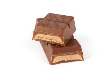 Chocolate bar on a white 