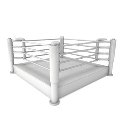 Boxing ring. High resolution 3d render of blank arena isolated on white background.