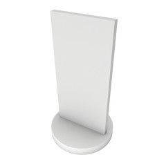 LCD Screen Stand. Blank Trade Show Booth. 3d render of lcd screen isolated on white background. High Resolution. Ad template for your expo design.