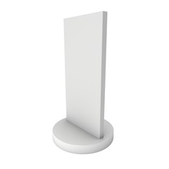 LCD Screen Stand. Blank Trade Show Booth. 3d render of lcd screen isolated on white background. High Resolution. Ad template for your expo design.