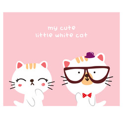 my cute little white cat doodle cartoon
