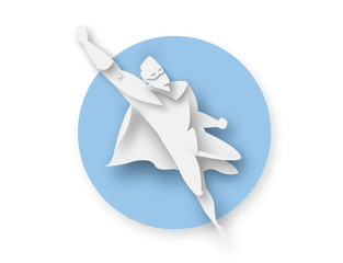 Illustration of flying superhero, business power icon