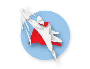 Illustration of flying superhero, business power icon