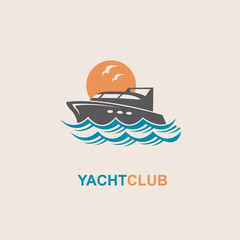 Fototapeta premium image of motorboat icon on waves