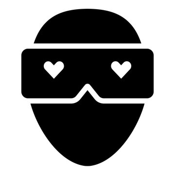 Virtual reality - virtual sex and virtual love illustration - glyph style icon - Filled black