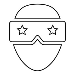 Virtual reality Headset stars illustration - glyph style icon - Outline black