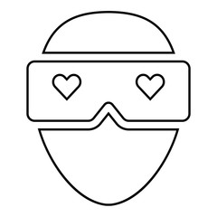 Virtual reality - virtual sex and virtual love illustration - glyph style icon - Outline black