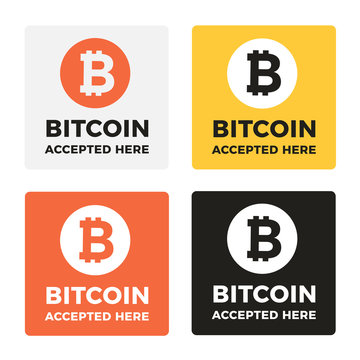Bitcoin accepted here - vector badges and sticker. For online and offline stores are accepting bitcoin as payment