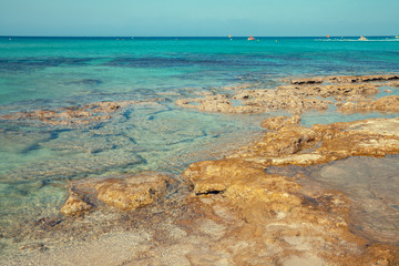 Fototapeta na wymiar Rocky sea beach. Nature Cyprus