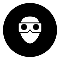 Virtual reality Headset illustration - glyph style icon - Filled circle black