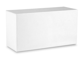 White box lying on its side at an angle shot