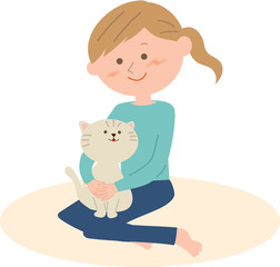 猫と女性